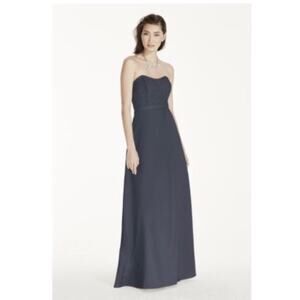 David's Bridal Black Strapless Lace Satin Gown